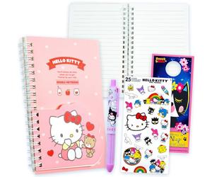 SANRIO Hello Kitty and Friends Journal Set Notebook Bundle with 2 Section Journal, Kuromi Mechanical Pencil, Stickers, More | Hello Kitty School Supplies Gifts