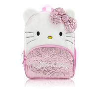 Sanrio Hello Kitty Backpack for Girls | 16" Plush Bookbag with 3D Ears, Sequin Bow & Faux Fur Face | Pink Hello Kitty School Bag for Kids, Toddlers, Teens | Cute Travel Daypack for Girls Ages 3+
