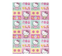 Sanrio Hello Kitty Easter Patchwork Kitty Throw Blanket, Silk Touch Soft Plush Cozy Blanket for Anime Fans, Comfy Easter Gift for Girls, 50 x 70 Inches