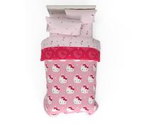 Sanrio Hello Kitty Holiday Christmas Bed Linen Soft Duvet and Sheet Set with Bedspread, 5 Pieces, Twin Size (Officially Licensed Product) by Franco