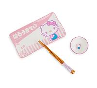 Sanrio Hello Kitty Pink 3-Piece Ceramic Sushi Set with Sauce Bowl and Chopsticks