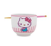 Sanrio Hello Kitty Tokyo Pink Stripes Ramen Bowl with Chopsticks