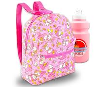 SANRIO My Melody Mini Backpack for Kids Set - 10” Faux Leather My Melody Backpack with Front Pocket Plus Water Bottle Backpack Bundle for Girls, Multicolor, My Melody Mini Backpack, My Melody Mini