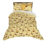 Sanrio Pompompurin Bedding Set, Full Size 7 Piece Set Kids Super Soft Cozy Reversible Comforter and Sheet Set with Sham, (100% Officially Licensed Product) by Franco