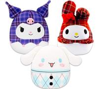 Sanrio Squishmallows Throw Pillow Pack - Bundle with 8" Squishmallows Plush Pillows Featuring My Melody, Kuromi, Cinnamoroll | 8" Sanrio Bedroom Decor Set