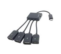 SANRLO 4 Port MicroUSB TypeC Power OTG Extenders Hub Cable Black For Tablets Smartphones Charging Connection