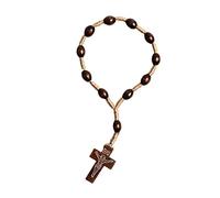 SANRLO Catholic Rosary With For Pendant Rosaries Wood Beads Christening Communion Finger