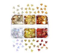 SANRLO Manicure Set,6 Grids Maple Leaves Nail Art Glitter Sequins Maple Leaf Paillette Autumn Manicure 3D Nails Decoration