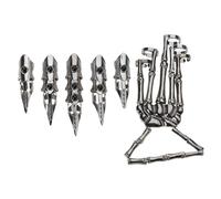 SANRLO Ring,Gothic Punk Skeleton Hand Glove Adjustable Metal Finger Claw Skeleton Full Finger Rings for Halloween Cosplay and Party