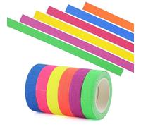 Sanrolax 6 Rolls Fluorescent Tape Neon Tape Colourful Fabric Tape for Party Decorations Creative Art DIY Projects