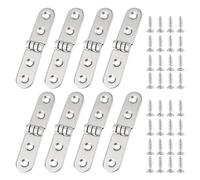Sanrolax 8 Pieces Iron Folding Hinges for Cabinet Doors, Silver Finish