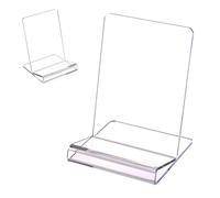 SANRUI 2 Pack Acrylic Book Stand, Open Desktop Display Easel Holder, Clear Display Stands for Cookbook, Magazine, Artwork, Phone, Tablet