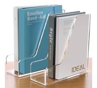 SANRUI 2-Pack Vertical Magazine File Sorter Holders, Acrylic Desk Organizer B5 Magazine Document Rack, Clear, 8.66inx8.46inx3.15in