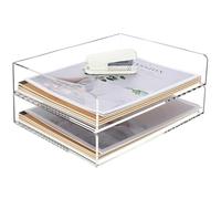 SANRUI 2 Tier Acrylic Stackable Paper Tray Organizer, Clear A4 Letter Sorter for Office, Home or School - 12.4x8.86x5.31in