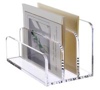SANRUI 3 Compartments Mail Organizer Letter Holder for Desk ,Vertical Letter Holder,File Sorter Acrylic Desk Organizer Office Supplies,Clear