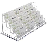 SANRUI Acrylic Business Card Holder, Clear Business Card Display Stand, Horizontal Card Holder Display for Women & Men, Name Card Holder for Office Home Exhibition, 4 Tier 600 Cards Capacity