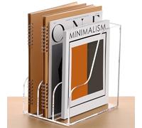 SANRUI Acrylic Desk File Organizer, 3 Vertical Compartments Clear Magazine File Holder Workspace Document Sorters, Folder Rack for Office Accessories Organization Storage 8.66''x6.5''x 9.65''