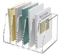 SANRUI Acrylic Desk File Organizer, 6 Vertical Compartments Clear Magazine File Holder Workspace Sorters, Folder Rack for Office Accessories Organization Storage