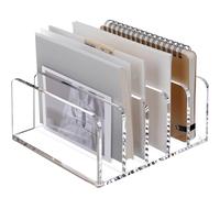 SANRUI Acrylic Desk Organizer, 5 Compartment Mail Sorter, Clear Office Organization