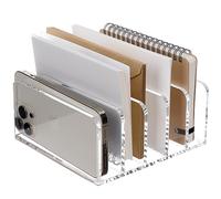 SANRUI Acrylic Letter Organiser, 5-Slot Desktop Mail Sorter & File Storage, Premium Desk Tidy Document Holder & Paperwork Tray for Home Office, Bills, A5 Notebooks & Post