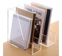 SANRUI Acrylic Magazine File Holder 2-Pack, Premium Clear Desk Organiser for A4 Documents & Folders, Heavy Duty 5mm Thick Book Rack with Anti-Slip Pads, Home Office & Vinyl Record Storage