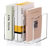 SANRUI Acrylic Magazine Rack Holder - 3 Slot Vertical File Organiser & B5 Document Divider - Clear Desk Sorter Rack for Notebooks, Mail, Tablets & Literature (No Assembly Required)