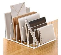 SANRUI Acrylic Mail Organizer, 5 Compartments File Holder for Desk, Letter Sorter with Pen Holder, Clear Countertop Document Sorter for Notebooks, Bills & Eyeshadow Palettes