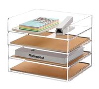 SANRUI Acrylic Stackable Letter Tray Clear Paper Tray Desk Organizer 4-Tier Desk File Organizer Paper Sorter Holder Document Shelf Tray for Letter/A4,4-Pack