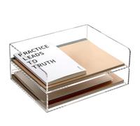 SANRUI Acrylic Stackable Letter Tray Desk Organizer Clear Paper Tray 2-Pack