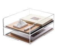 SANRUI Acrylic Stackable Letter Tray Desk Organizer Vertical Clear Paper Tray 2-Pack