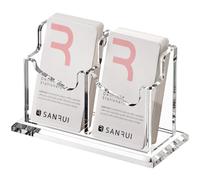 SANRUI Acrylic Vertical Business Card Holder for Desk，Clear Business Card Display Stand Organizer Storage Rack for Exhibition, Home , Office , 2 Slots 1 Tier, Holds 100 Cards