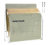 SANRUI Clear 3 Tier Hanging Wall File Holder Organiser for Desk , Acrylic Folder Document Paper Magazine Storage Rack, Wall Mounted Holder for Office School and home Organization