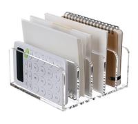 SANRUI Clear Desktop File Organizer, 5 Compartments Acrylic Office Document Sorter Mails Storage, Multifunction Letter Folder Racks Holders for Office,Home, School Desk Organization