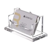 SANRUI Clear Horizontal Business Card Holder Stand for Desk, Acrylic Desktop Display Name Cards Holders Organizer Storage Rack,for Exhibition, Home , Office ,1 Tier 1 Pocket , 60 Card Capacity