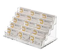 SANRUI Clear Horizontal Business Card Holder Stand for Desk, Acrylic Desktop Display Name Cards Holders Organizer Storage Rack,for Exhibition, Home , Office ,5 Tier 15 Pocket , 900 Card Capacity
