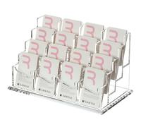 SANRUI Clear Vertical Business Card Holder for Desk, Acrylic Business Card Display Stand Organizer Storage Rack for Exhibition, Home , Office , 16 Slots 4 Tier, Holds 800 Cards