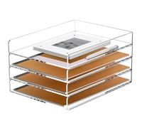 SANRUI Letter Tray A4 Stackable, 4 Compartments Document Tray for DIN A4, Transparent Office Organiser & Paper Tray for Desk Accessories and Tray, Modern Organiser System