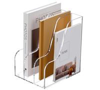 SANRUI Magazine File Holder Book Storage Rack with 3 Vertical Compartments, Acrylic Desk Organizer for A4 Document File Folder Holder, Desk File Organiser for Office Organization and Storage