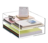 SANRUI Premium 2-Tier Acrylic Letter Tray - 5mm Extra Thick & Sturdy - Stackable A4 Paper Organiser & Document Holder - Crystal Clear Desk Tidy for Home & Office (30.5 x 23.5 x 13.5 cm)