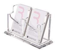 SANRUI Vertical Business Card Holder for Desk,Clear Acrylic Business Card Display Stand,2 Slots 1 Tier ,Holds 100 Cards