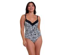 Sans Complexe -Seychelles Black Underwired Swimming Pool Swimsuit, Graphic Palm Tree Print, 38E