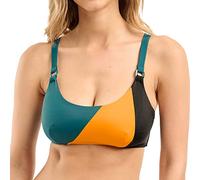 Sans Complexe Women's Beyond The Beach Swimsuit Top, Wirefree Bralette, Black Green Yellow, 10/12/