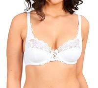 Sans Complexe Women's COTON D'ARUM Full Cup Lace Push Up Bra - White - White -40C(manufacturer size: EU: 90C)
