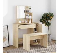 sansa wooden dressing table with mirror in sonoma oak