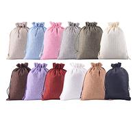 Sansam 12pcs Drawstring Burlap Gift Bags, 8.0x12.0 Inch Large Mixed Lining Burlap Favor Sacks For Herb, Spices, Jute Treat Bags for Christmas, Wedding, Party,Household Storage