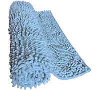 Sansar Soft Shaggy Chenille Bath Mat 2pc Set Non-Slip (Duck Egg Blue, 78x52cm Mat & 52x45cm Toilet Pedestal)