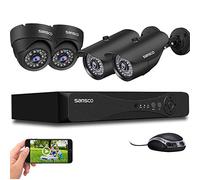 SANSCO 1080p HD CCTV Camera System, 8 Channel 5MP DVR, 4pcs 2MP Weatherproof Outdoor Camera (Dome and Bullet, Night Vision, Vandal Proof Casing, Motion Detection, Email &APP Alert, No Hard Drive)