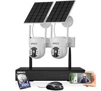 SANSCO 10CH Solar Powered Wireless Security Camera System Outdoor,4MP Solar Security Camera with PIR Detection,Sound&Light Alarm,60 Days Local Storage,Supports ALEXA Devices (2Camera+500GB)