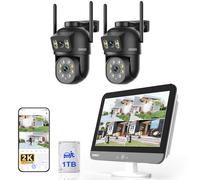 SANSCO 12" Monitor, 4MP Dual Lens Wireless Home CCTV Camera System 1TB HDD