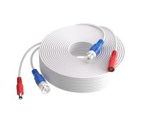 SANSCO 18.3 Meter 60 Feet Coaxial Lead, Power Cable for DVR Security System, BNC Video Wire for 960H/720p/960p/1080p/3MP/4MP/5MP CCTV Cameras and Digital Video Recorder, White